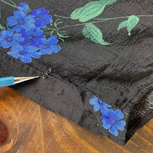 Nobody's Child Button Front Tea Jumpsuit Black Blue Floral Viscose Women's US 12 - Picture 10 of 14